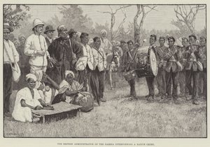 De Britse Bestuurder van Gambia interviewt een Inheemse Chef door William Barnes Wollen